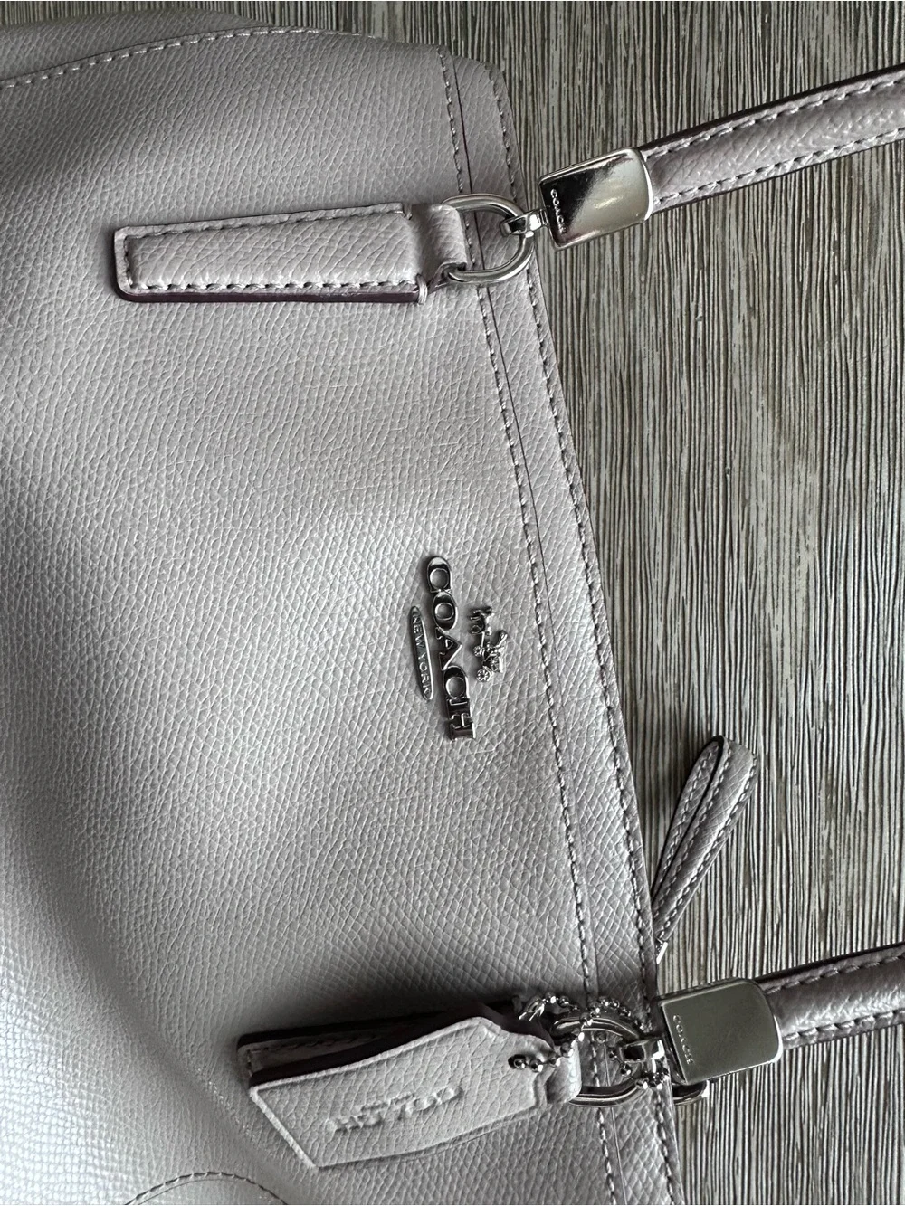 COACH Pebbled Leather Shoulder Bag in taupe